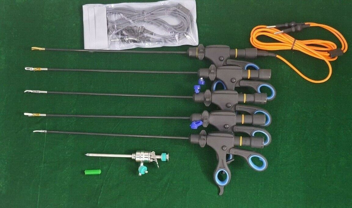 8pc Laparoscopic Bipolar Forceps & Sealer Cutter 5mmx330mm with Cable & Trocar