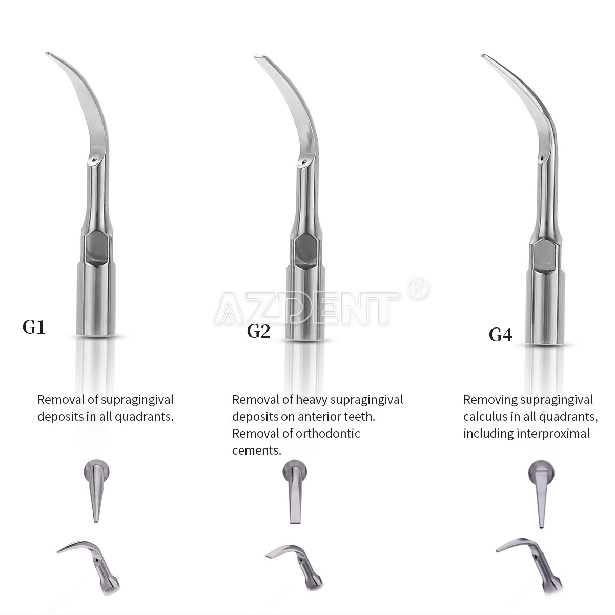 AZDENT Dental Ultrasonic Air Scaler Handpiece 4 Holes + 3 Compatible Tips