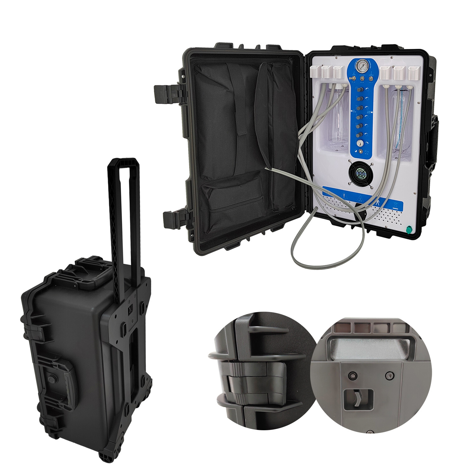 Updated Portable Dental Unit Air Compressor P206S+LED Curing Light+LED Scaler 4H
