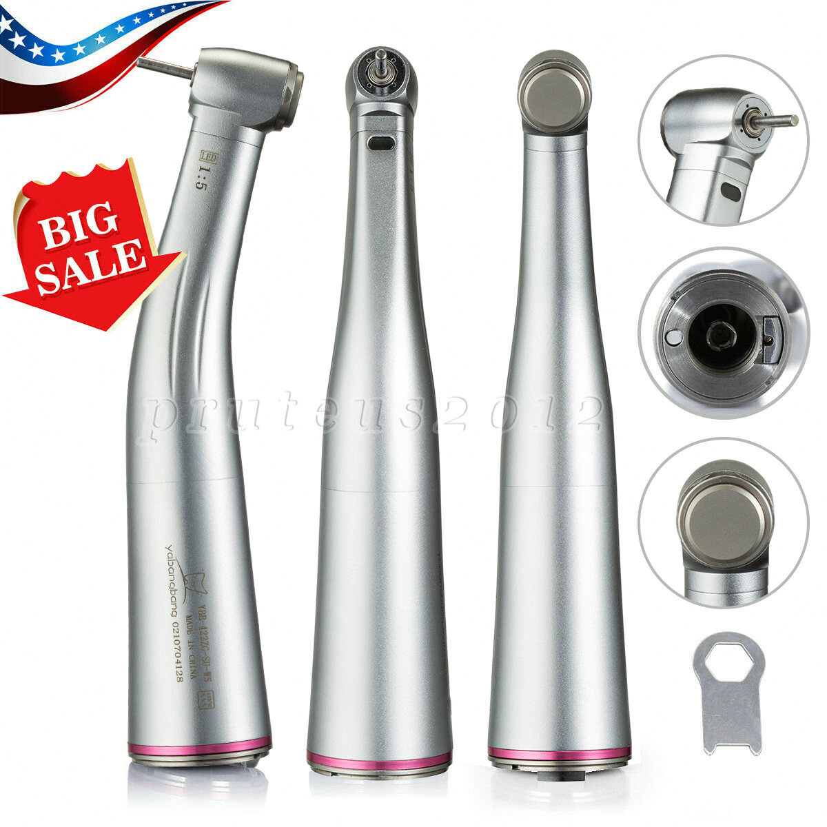 Dental 1:5 Fibre Optic Increasing Inner Channel Contra Angle Handpiece