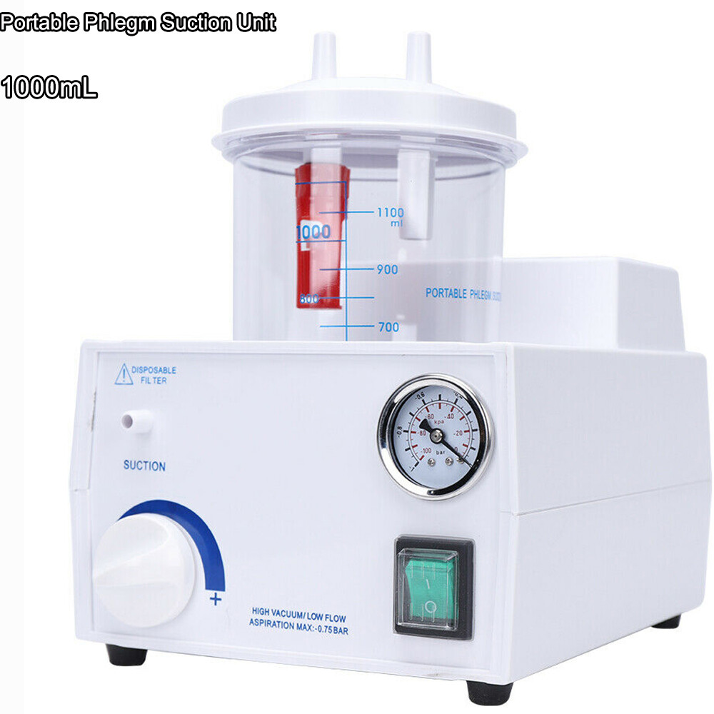 1000mL Portable Phlegm Suction Unit Emergency Medical Vacuum Aspirator Machine