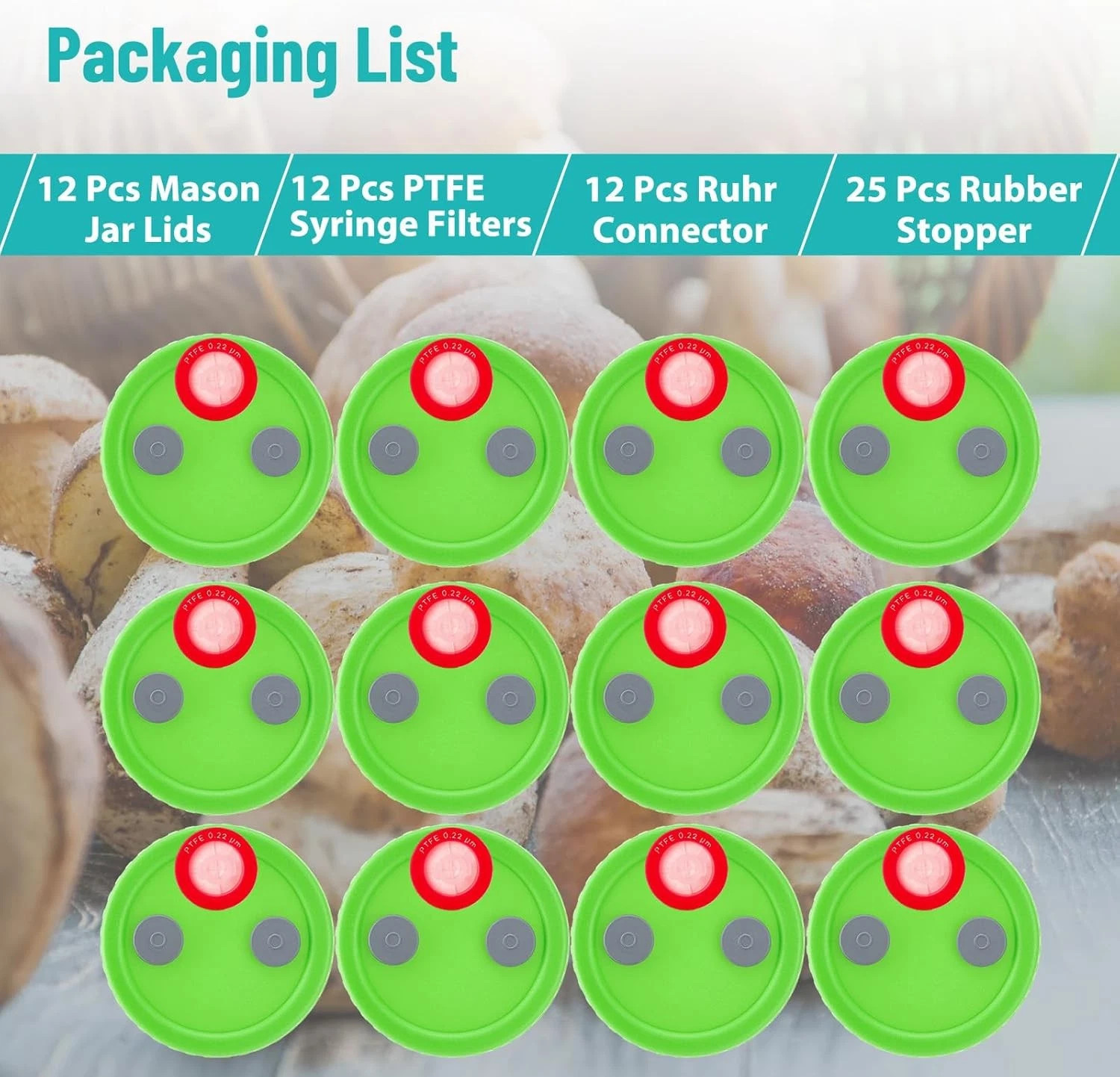 Mason Jar Lid Needle filter Lliquid Culture Lid with Tubing Mushroom growing Lid