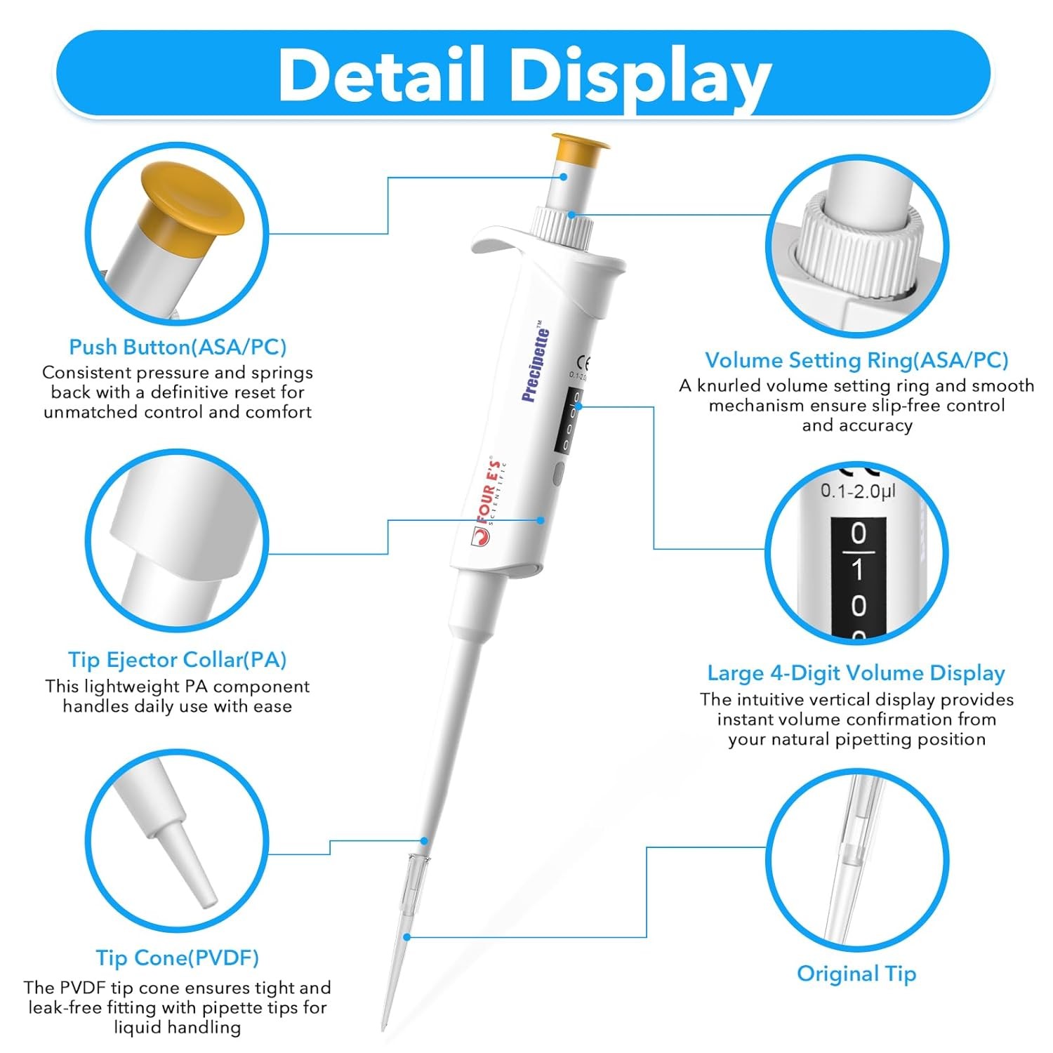 Adjustable Volume Pipette Single Channel Micropipette High Precision Pipettor US