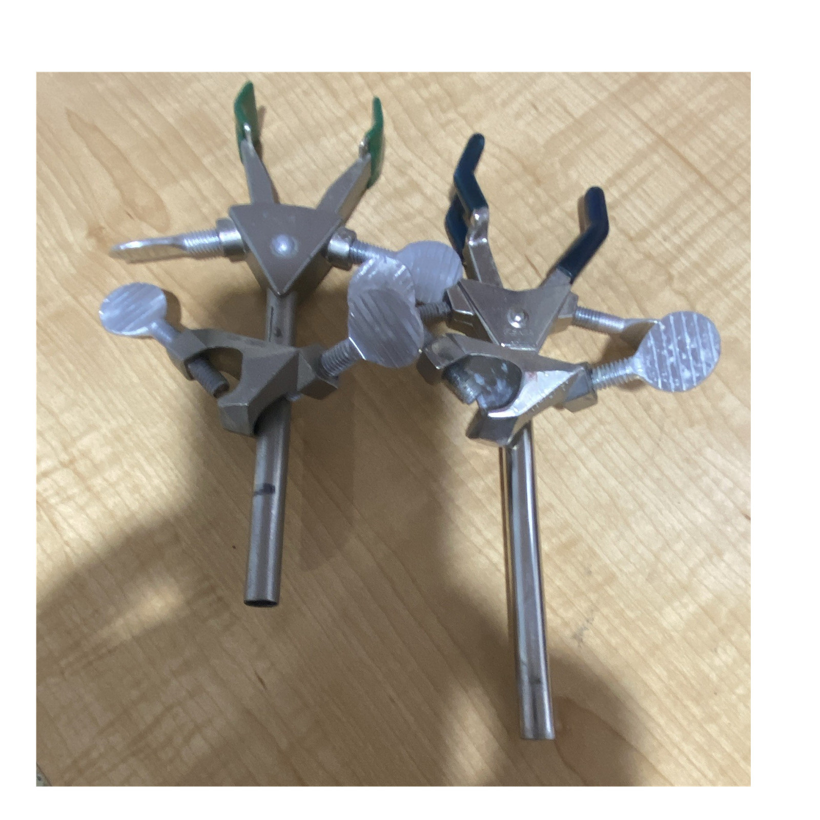Lot of 2 Physical Laboratory Utility Lab Clamps w/ Thumb Screws, Rubber Jaws