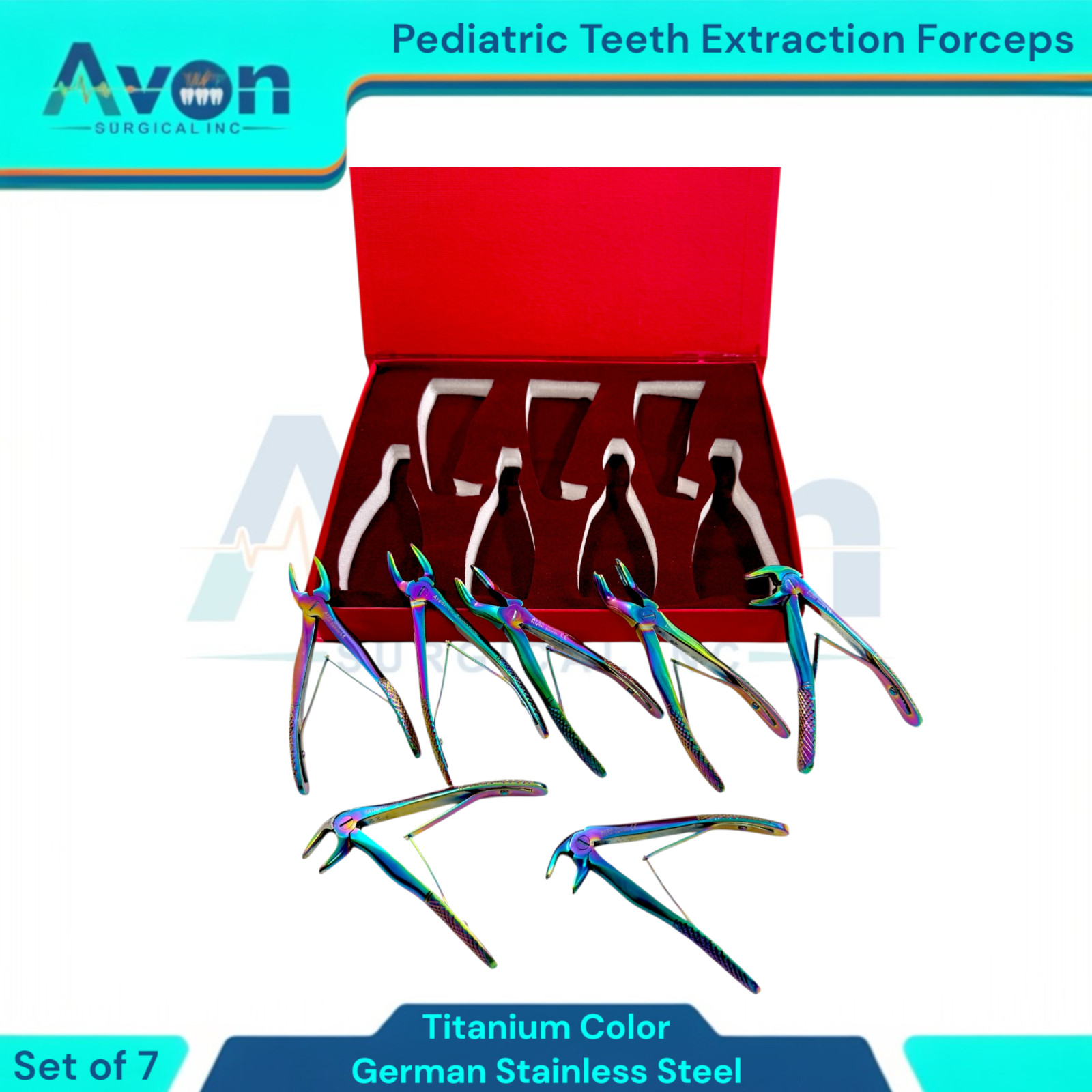Set of 7 Pedo Forceps Tooth Extracting Kelin Pliers for Children – Rainbow