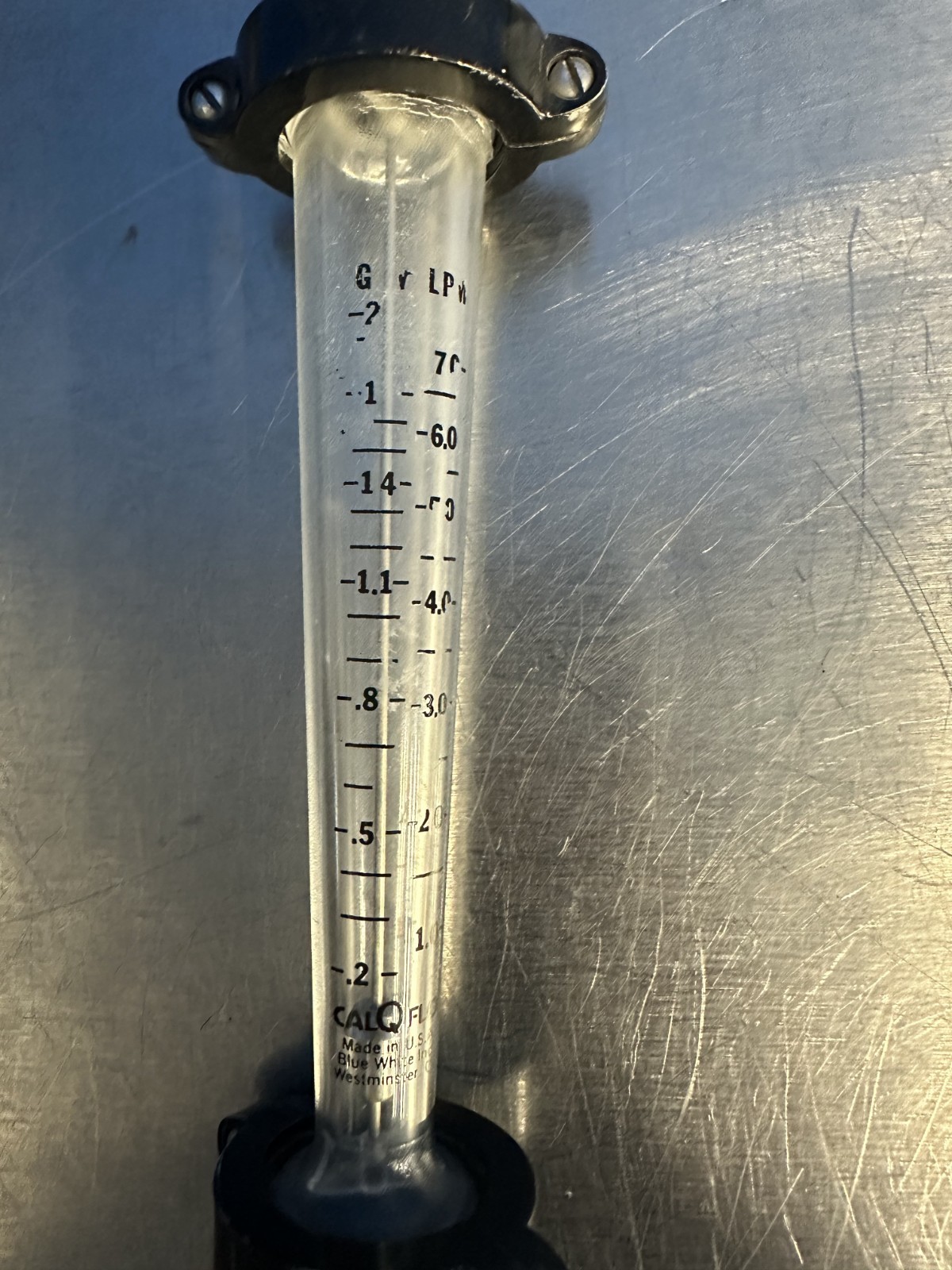 Blue-White Industries CALQFLO Flowmeter 0.2–2.0 GPM Lab Water Panel Mount