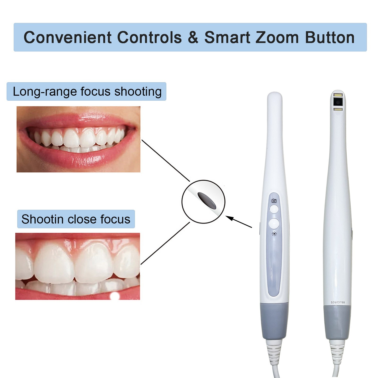 Dental Intraoral Camera HD Smart Focus USB 2.0 Imaging 8 LED Intra Oral Camera