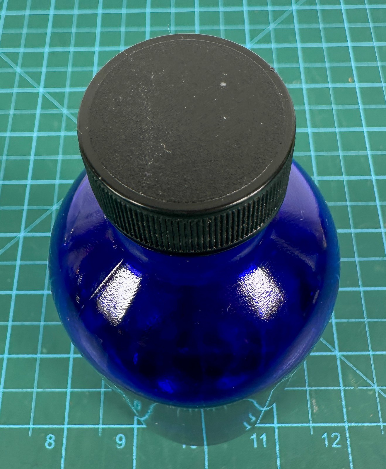 Cobalt Blue Glass Bottle Jar 8 Oz Round Apothecary Lab Reagent Black Screw Cap