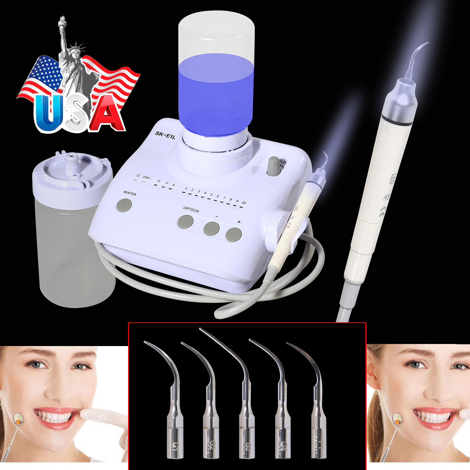 For Cavitron Dental Ultrasonic Scaler SKYSEA fit EMS LED Handpiece Tip+2 Bottles