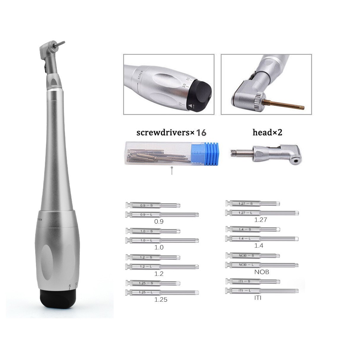 Universal Dental Implant Prosthetic Kit Torque Wrench +16pcs Screw Drivers