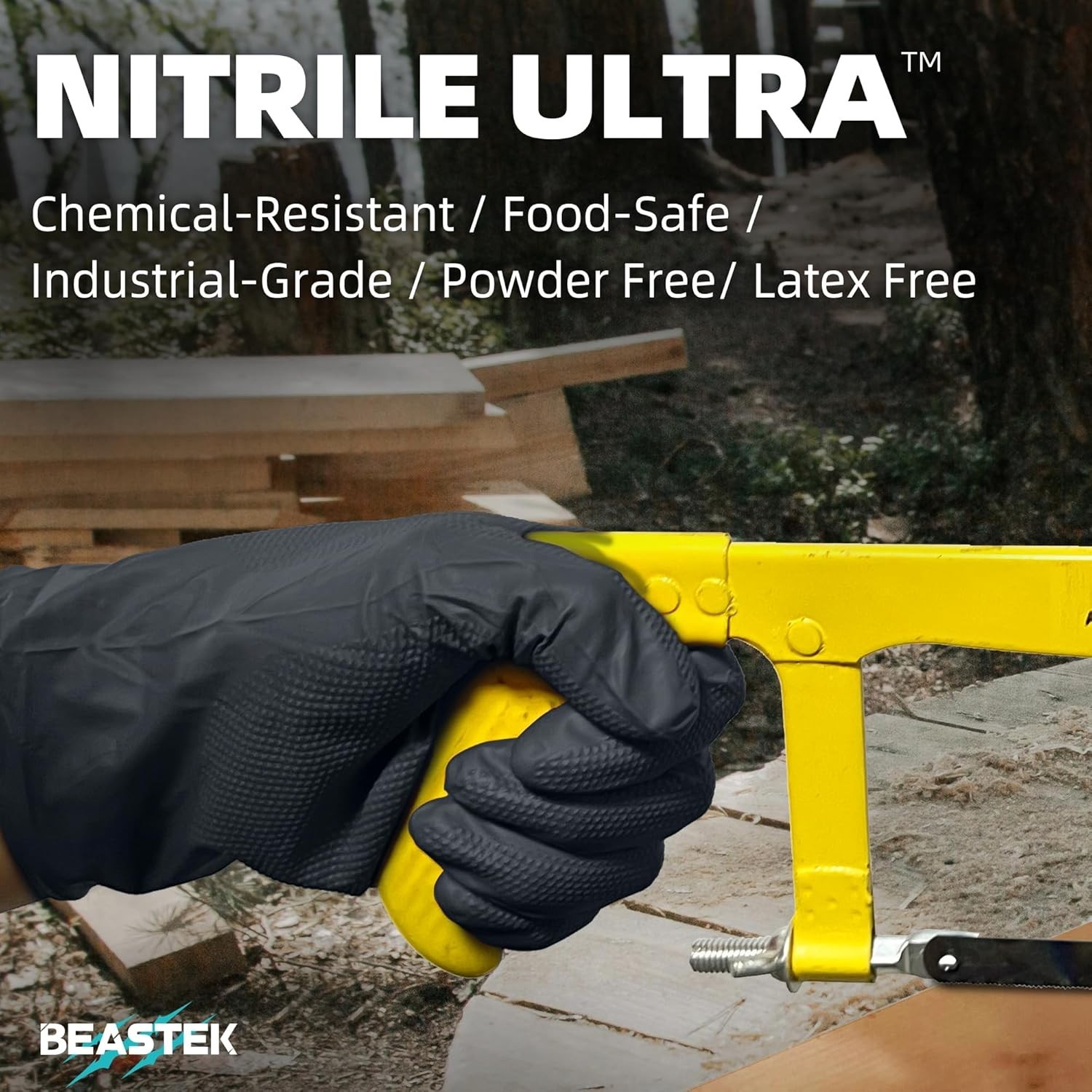 Professional Nitrile Gloves, 8Mil, Latex-Free, Chemical Resistant, 50 Pcs Black