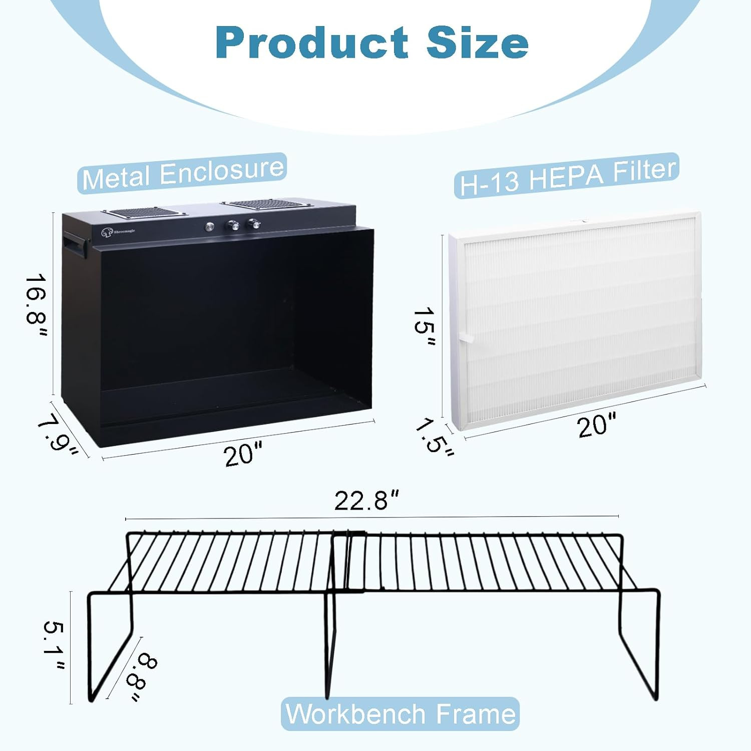 Laminar Flow Hood with H13 HEPA Filter (20″X15″）, Class 100 / ISO 5 Clean Bench