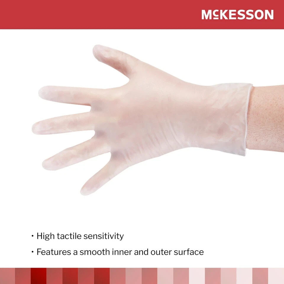 McKesson Vinyl Exam Glove Standard Cuff Length LARGE 100 per Box