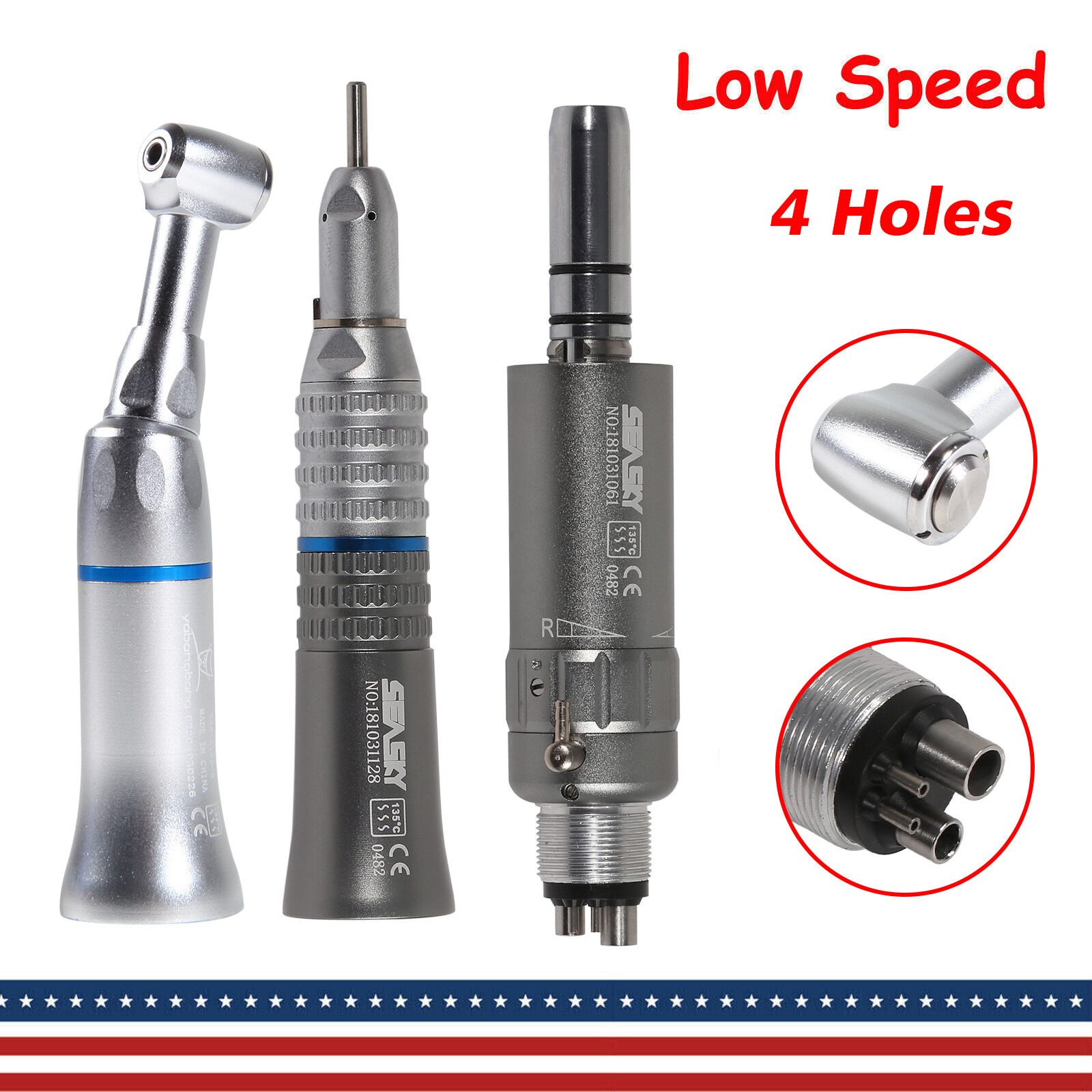 Low Speed E-type 4Hole Contr angle Air Motor Nosecone Fit NSK YAD4 Dental