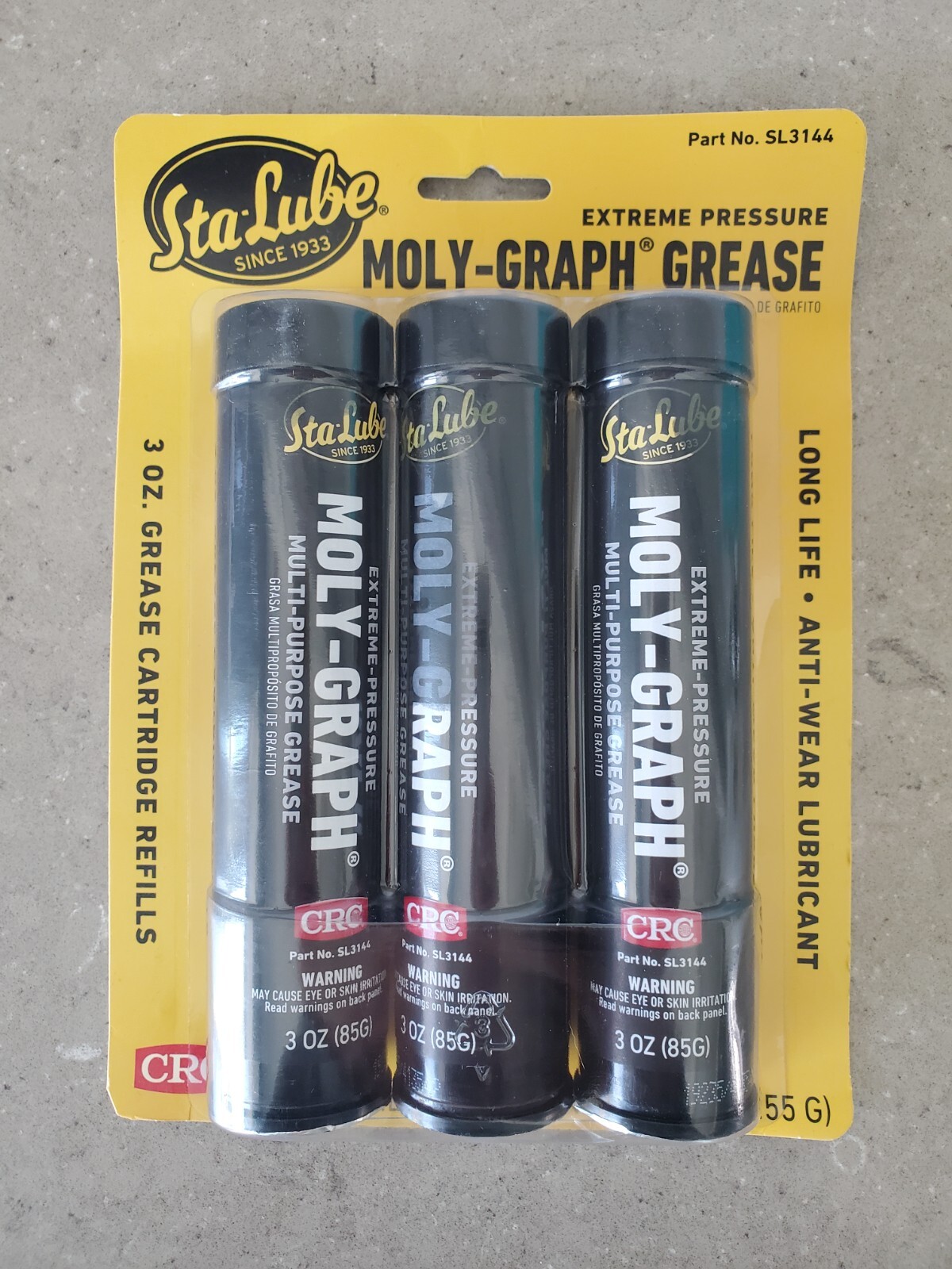 CRC Sta-Lube Moly-Graph Grease SL3144 – 3 Pack of 3 oz. Cartridge Refills