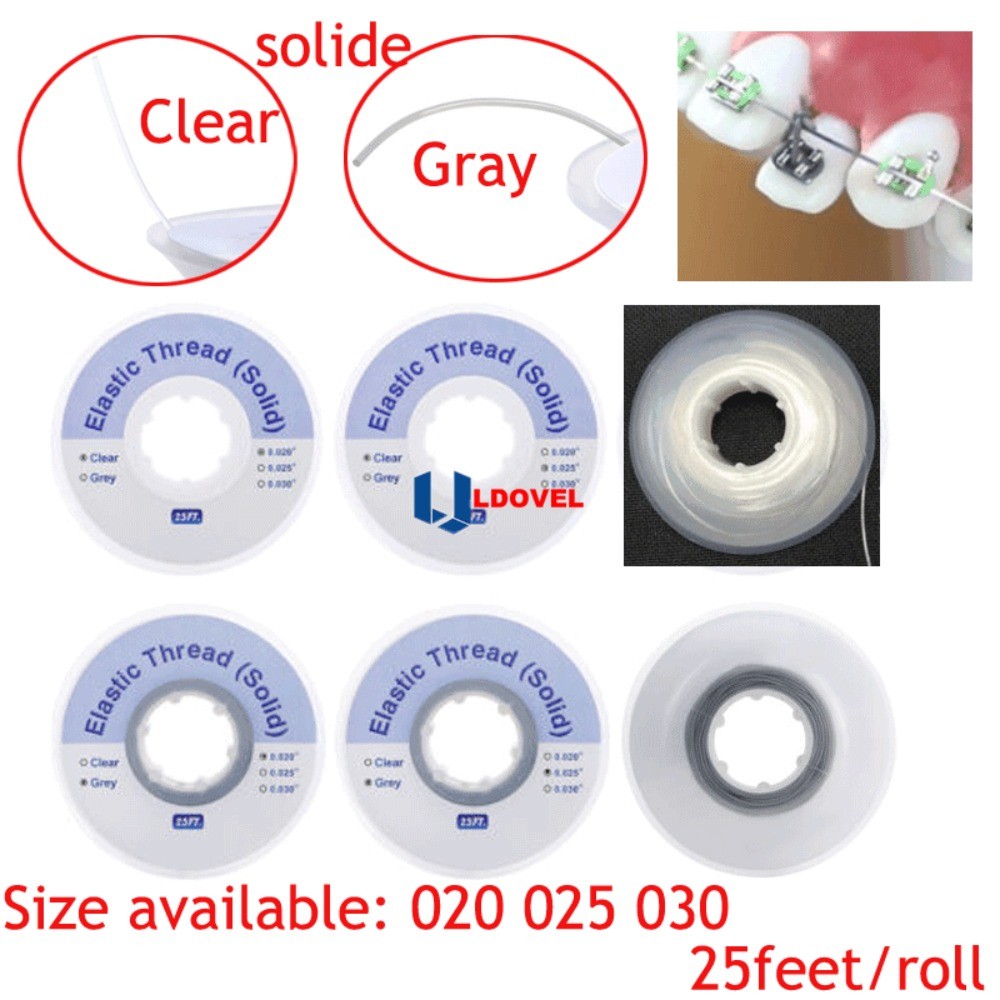 Gray Clear 25feet/Roll Solid Elastic Thread Dental Ortho Powerful 020 025 030