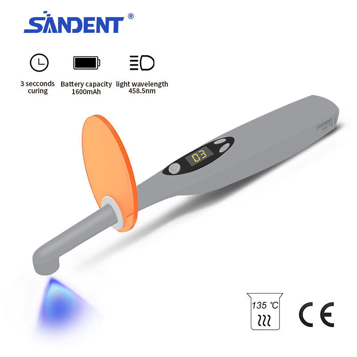 Dental Wireless Cordless iLed 3 Second LED Curing Light Cure Lamp LV3 DR DENTIST