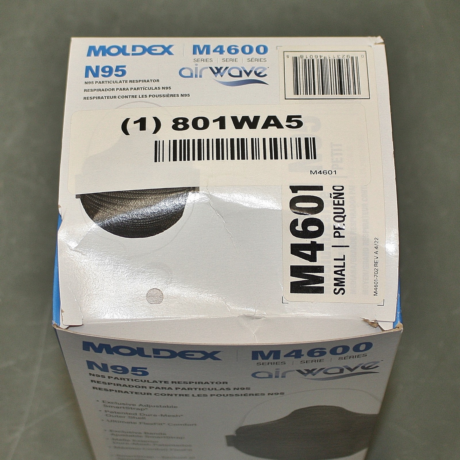 (100) Moldex AirWave Disposable Respirator Masks M4600, N95, Size S / Small