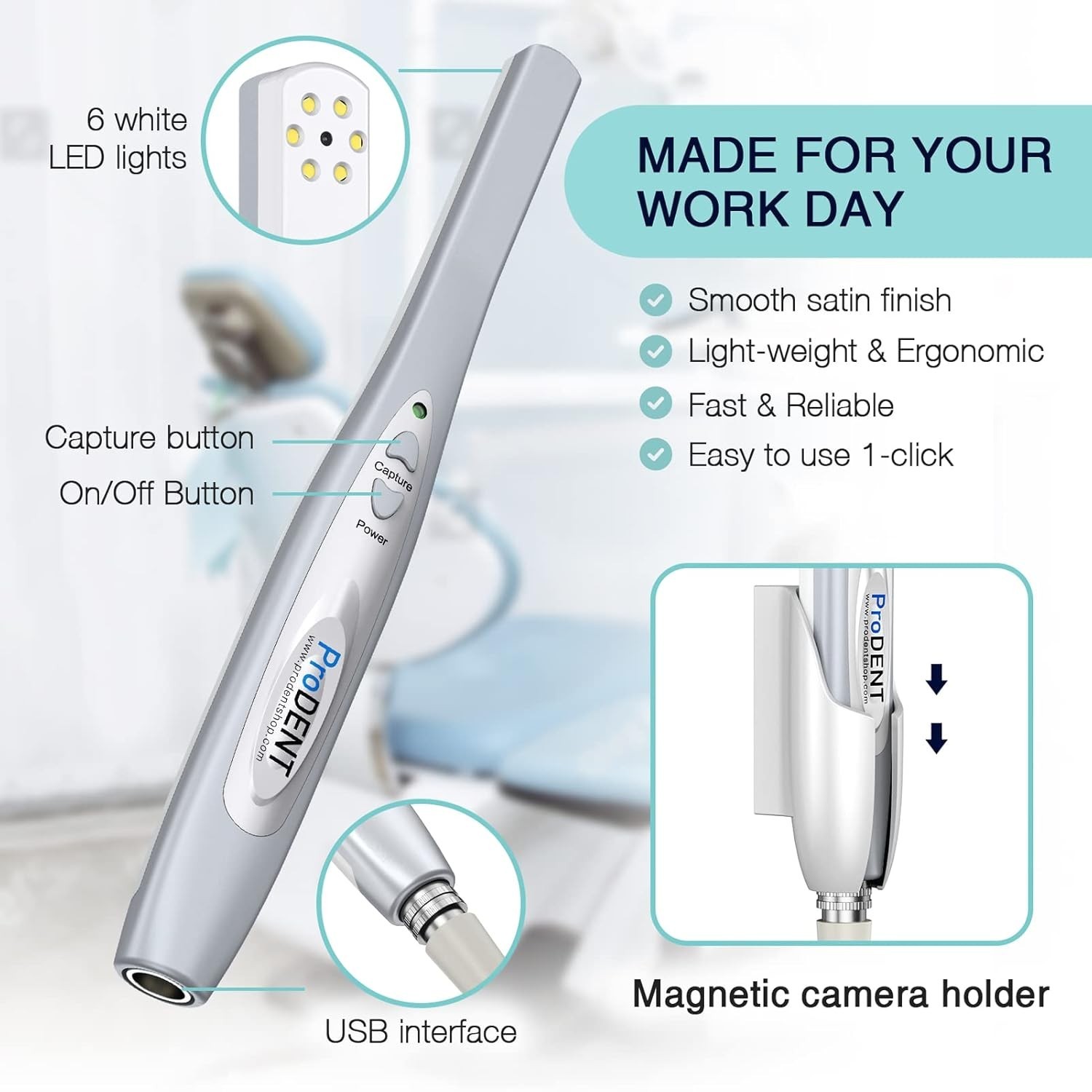 Intraoral Camera PD740, Capture Button Driver to Work with Eaglesoft, Dexis, …
