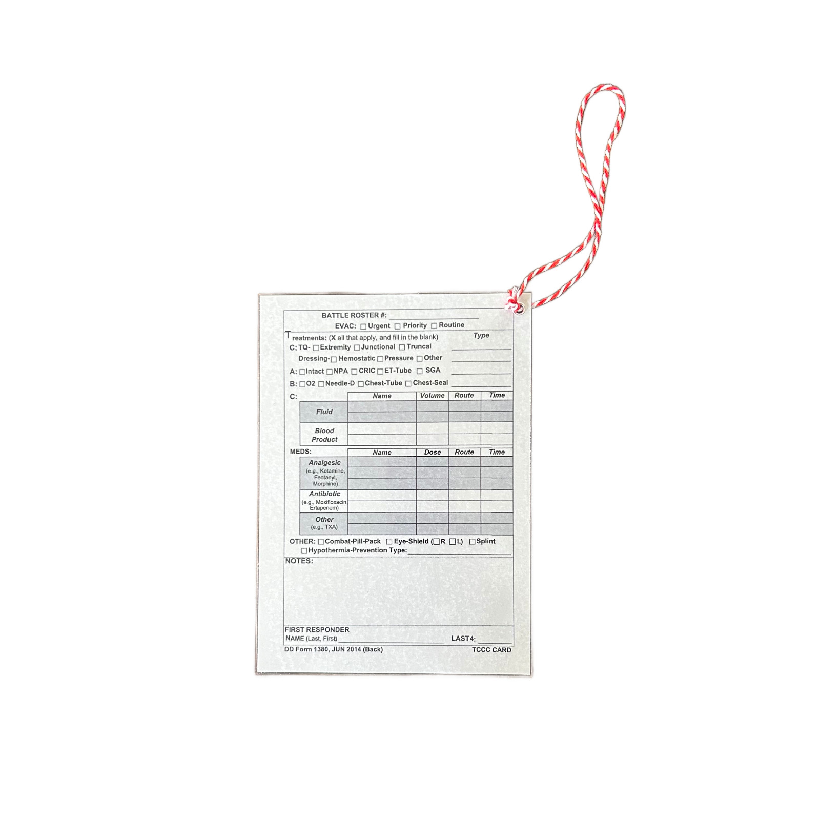 Tactical Combat Casualty Care Card 5 Pk Laminated W/ Marker IFAK Medical