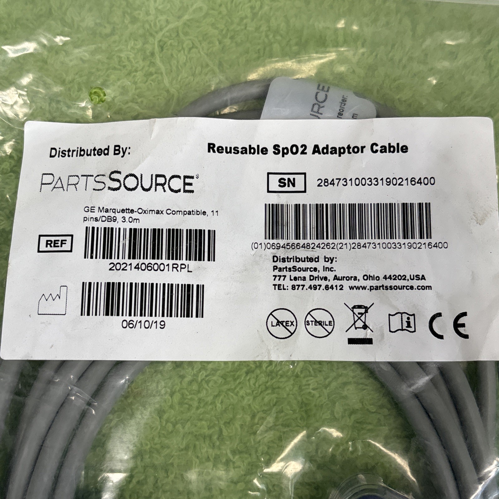 New GE Nellcor Oximax Compatible Adapter Cable 2021406-001 reusable Sp02