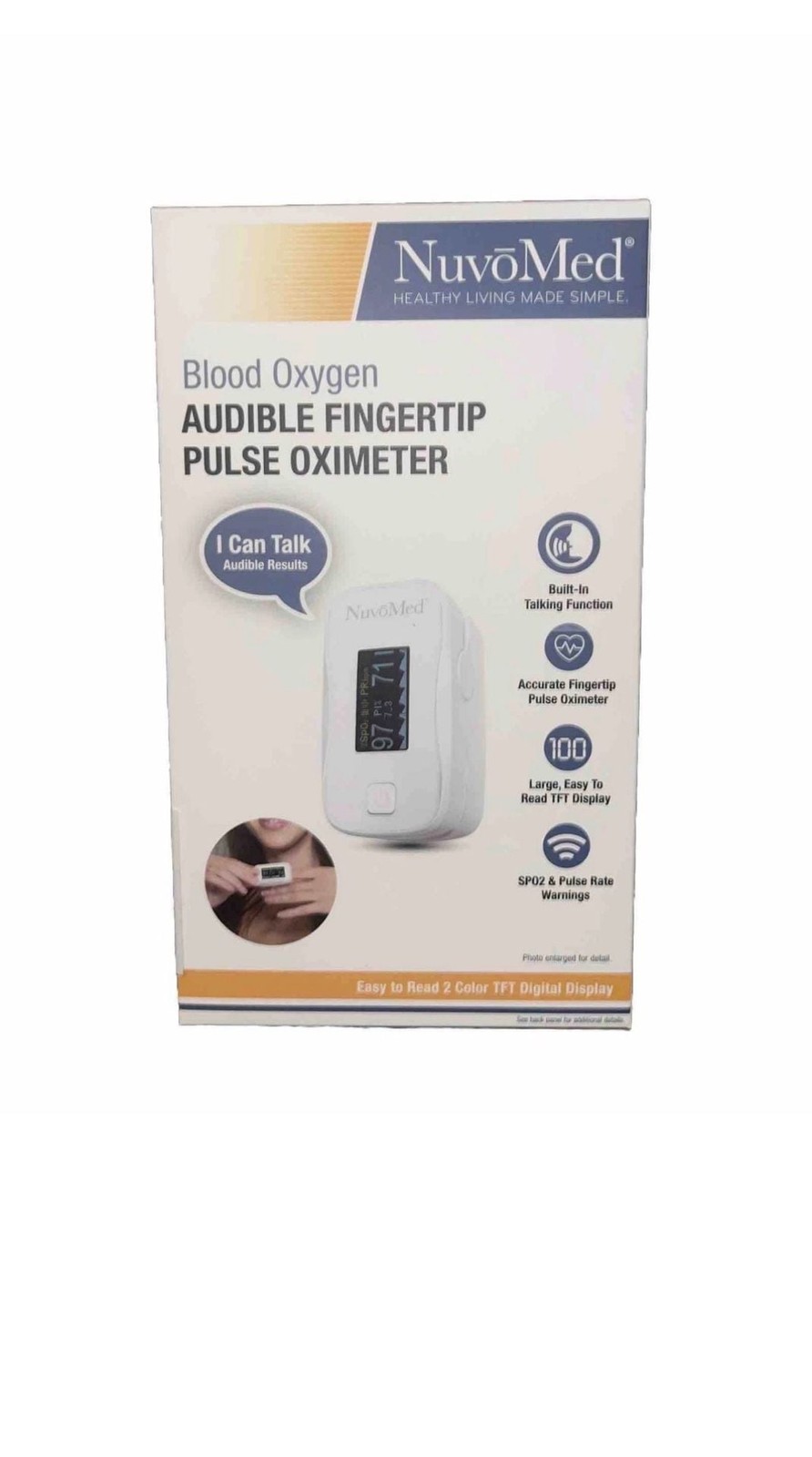 NuvoMed Audible Fingertip Pulse Oximeter with Talking Function