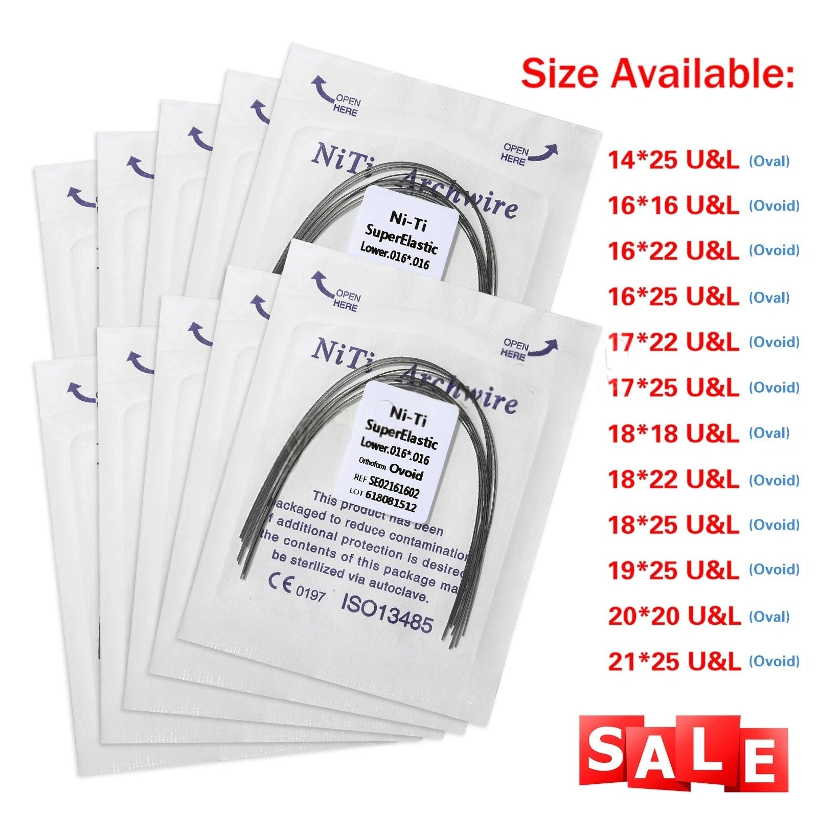 10 Packs Dental Orthodontic Arch Wire Rectangular Niti Super Elastic Upper/Lower