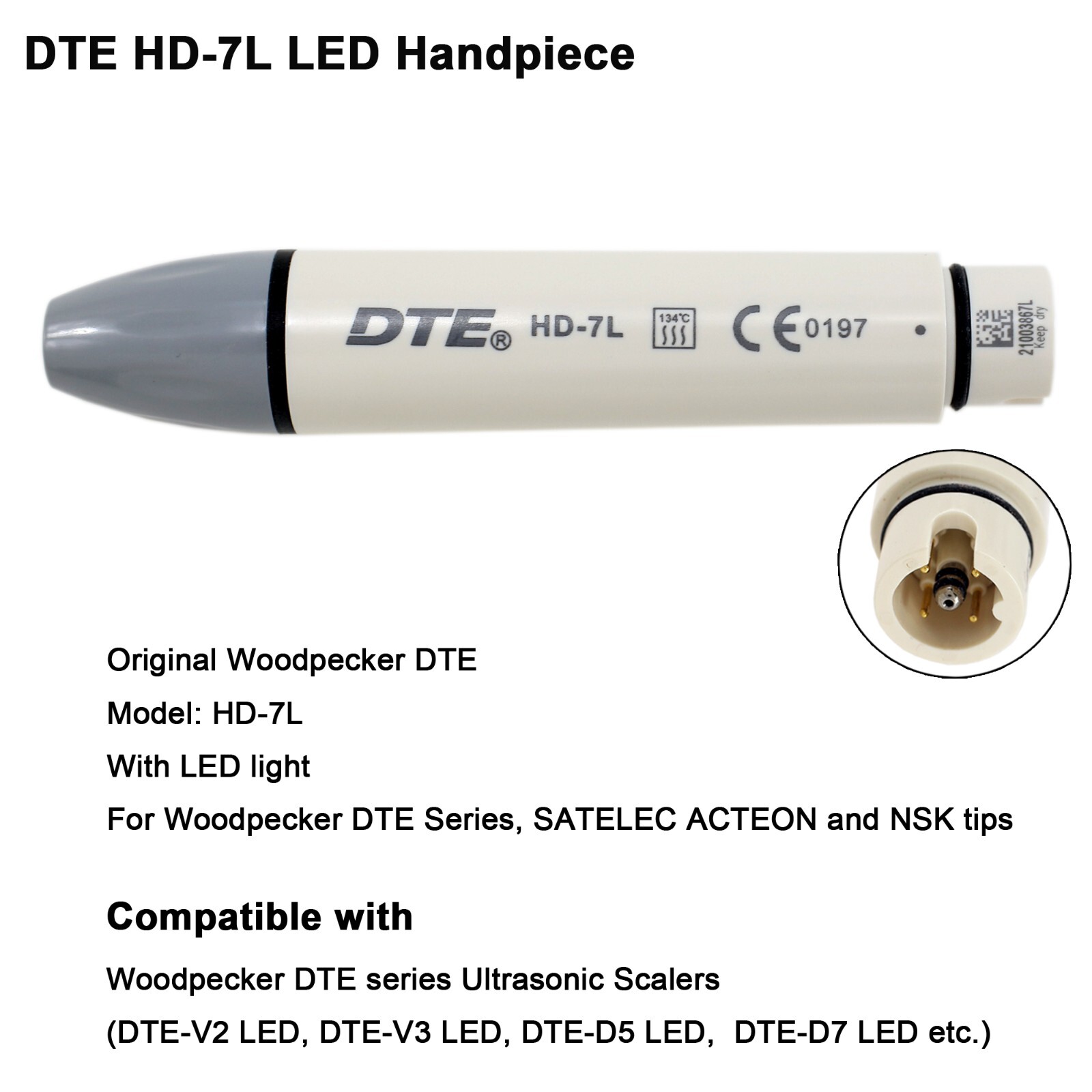 Woodpecker DTE Dental Ultrasonic Scaler Piezo Tips HW-5L HD-7L LED Handpiece PD1