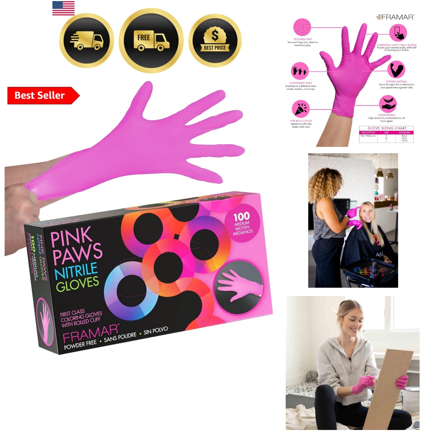 Pink Gloves Disposable Latex Free – Pink Nitrile Gloves Medium, Latex Free Gl…