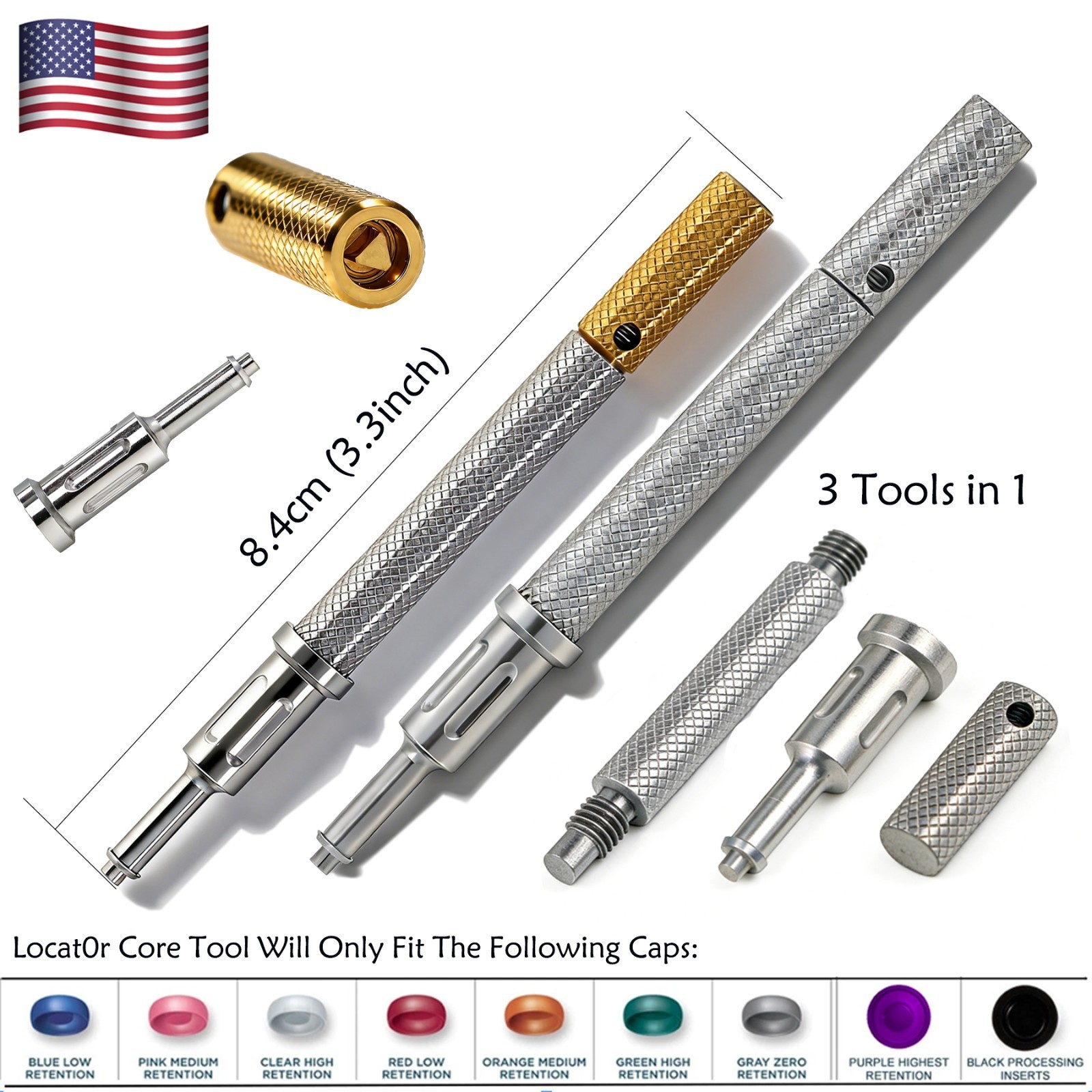 Dental Zimmer Tapered Screw-Vent Locator Abutments TSV Ø3.5/4.5mm Retention Caps