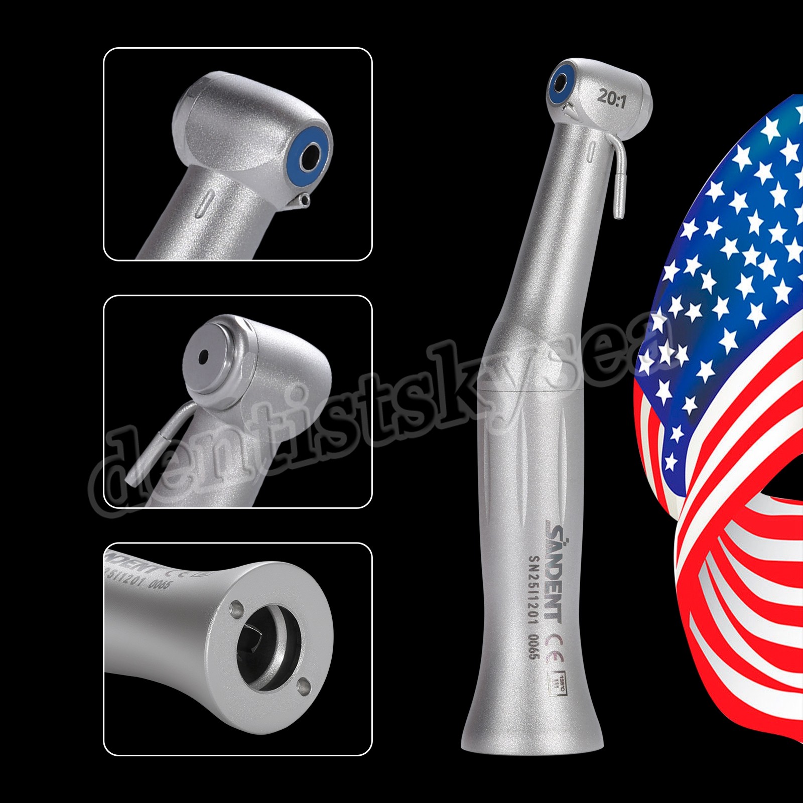 SANDENT 20:1 Reduction Implant Surgical Contra Angle Push Handpiece NY