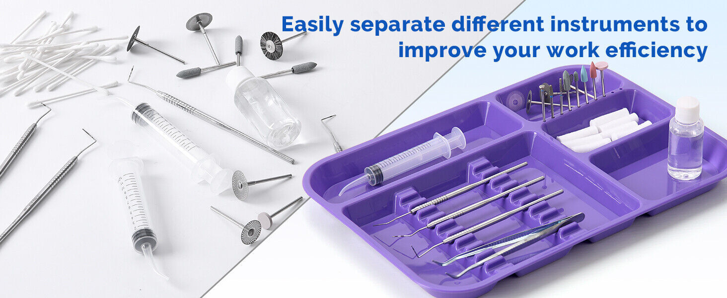 Dental Separate Autoclavable 135°C Divided Tray Plastic Set Up Trays 5 Color