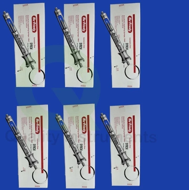 Lot of 6 Hu-Friedy CW Style Dental Anesthetic Aspirating 1.8ml Syringe SYRCW