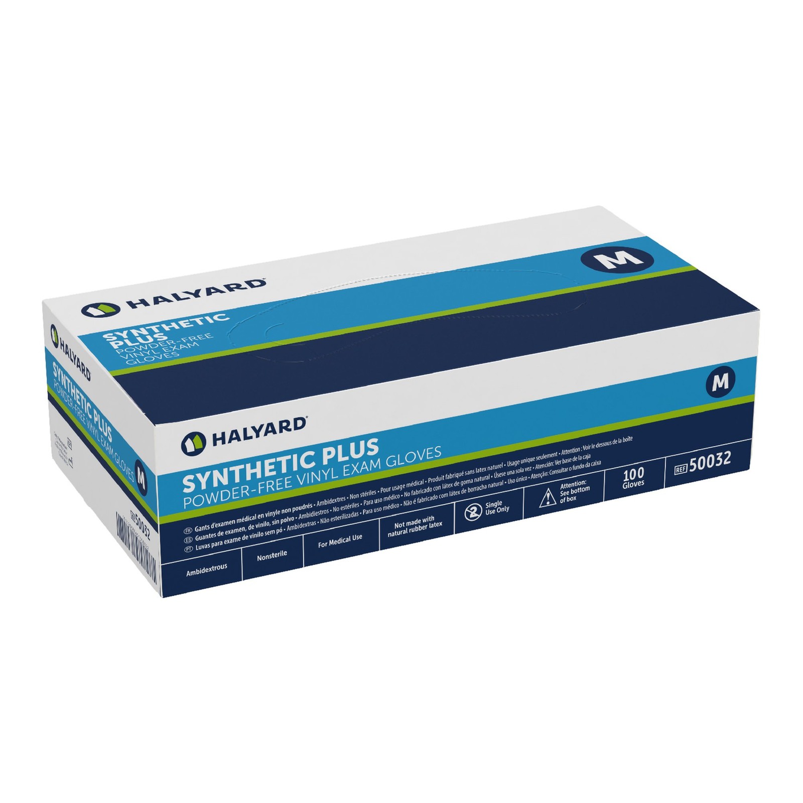 Halyard Vinyl Exam Glove Standard Cuff Length MEDIUM 1000 per Case
