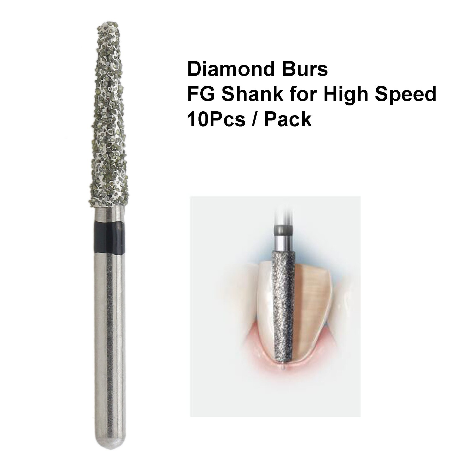 Dental Diamond Bur FG Round End Taper Football Flame Pear Coarse Fine High Speed