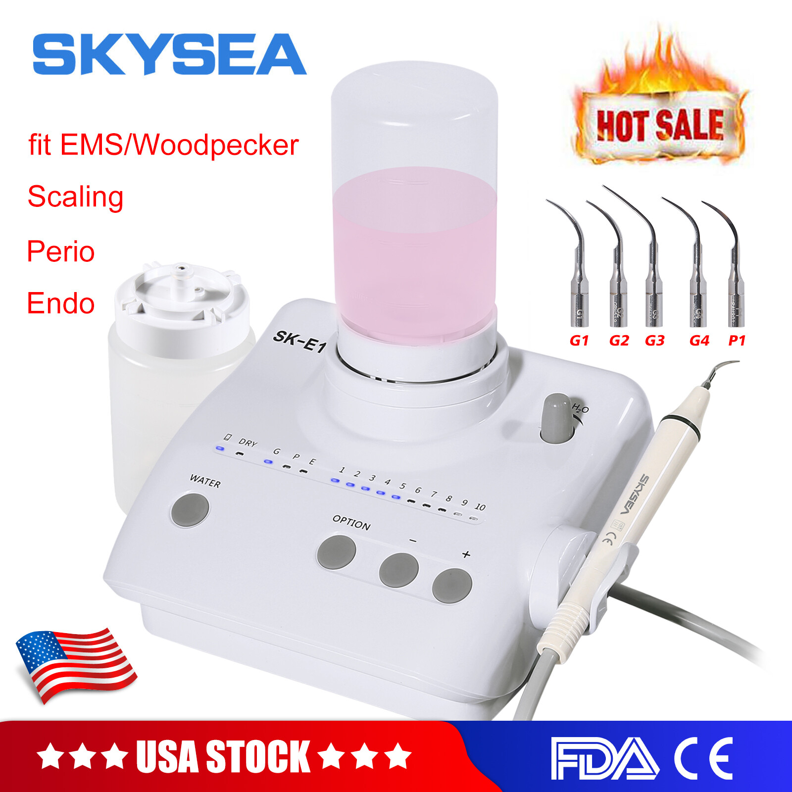 Dental Portable Ultrasonic Piezo Scaler auto water supply fit EMS & Handpiece