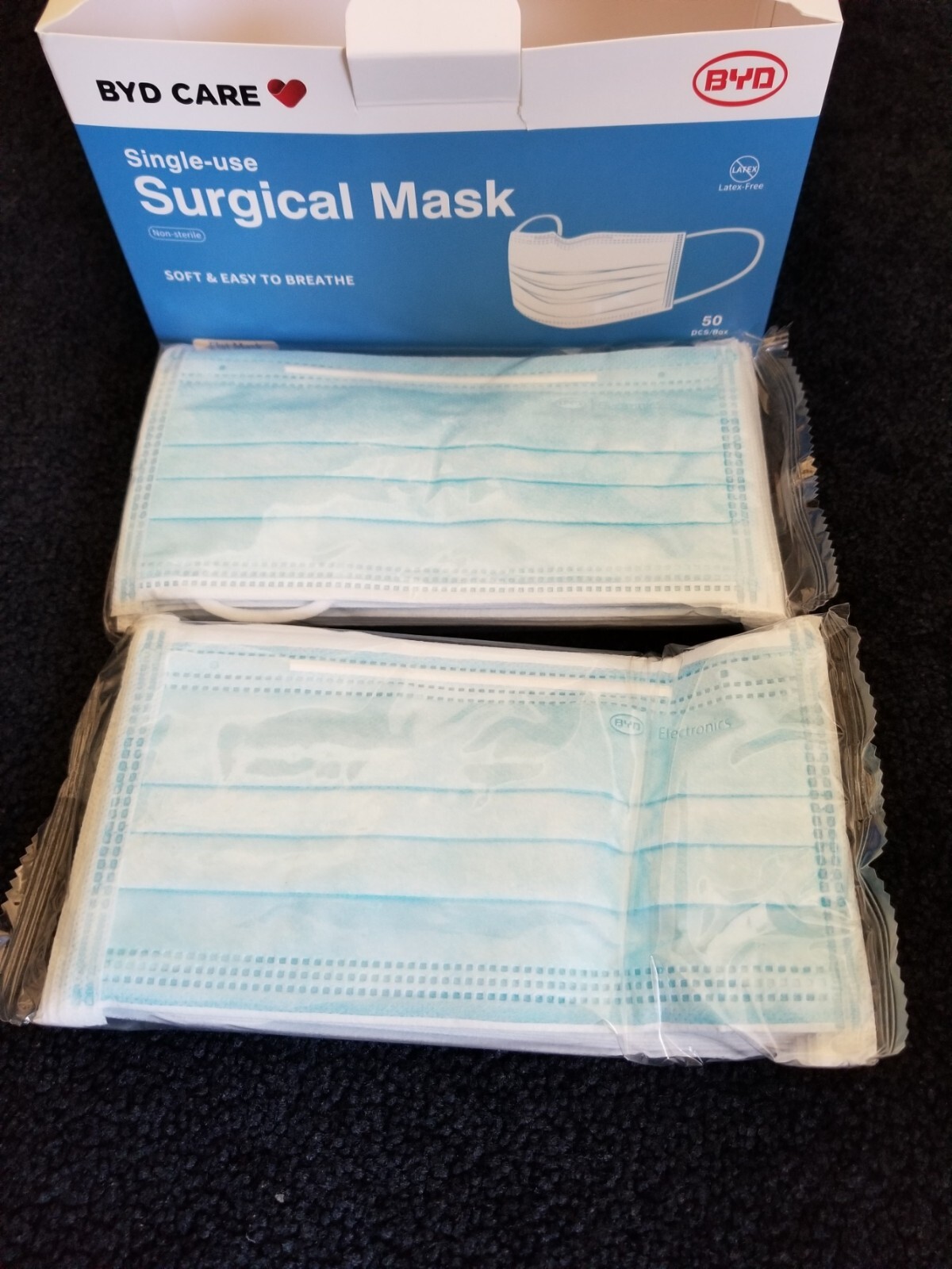 BYD CARE SURGICAL MASK, 10 COUNT inside ONE sealed pack