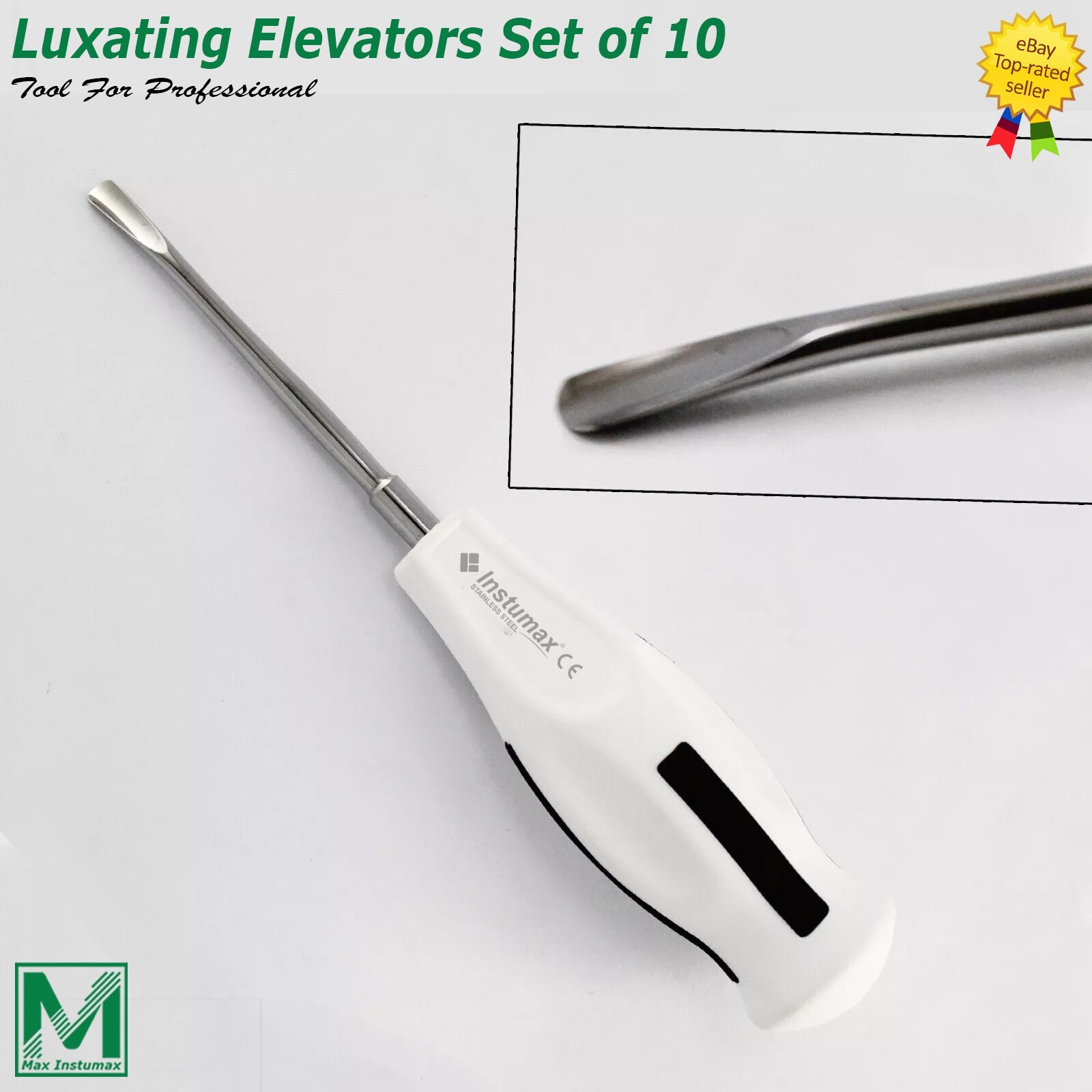 10 Pcs white Dental Root Elevators Oral Surgery PDL Luxating Tooth loosening