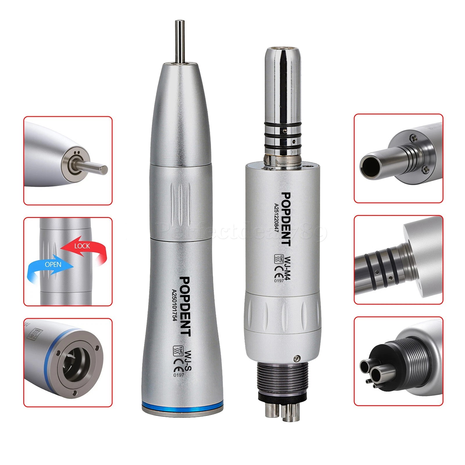 Dental Slow Low Speed Handpiece Push Contra Angle/Air Motor NSK Style 2/4 Holes