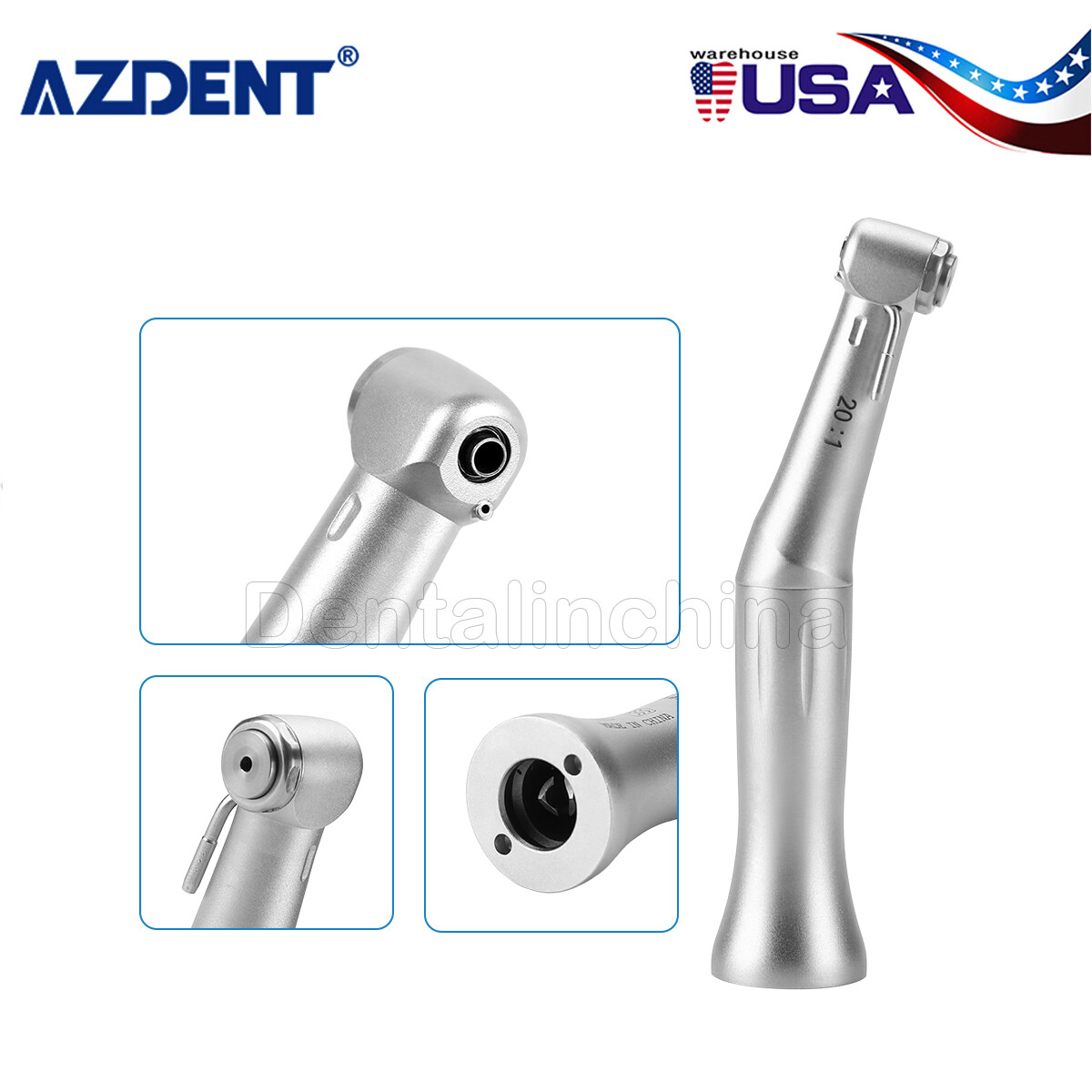 Dental 20:1 Reduction Implant Contra Angle E-Type Low Speed Handpiece AZDENT