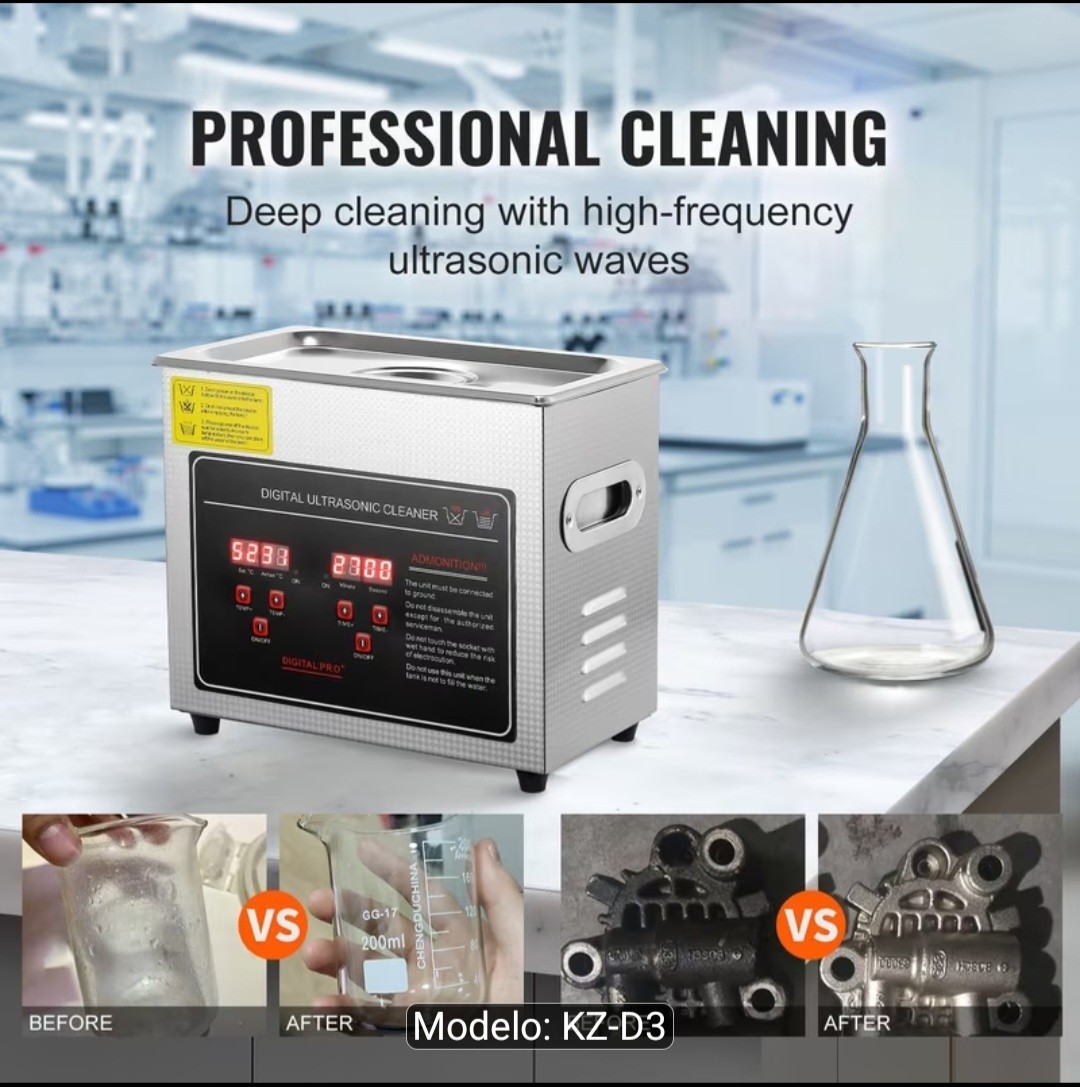 VEVOR KZ-D3 Digital Ultrasonic Cleaner, 3L Stainless Steel Tank, Biological Lab