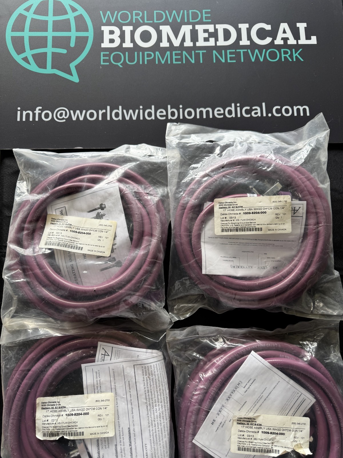Datex-Ohmeda 17ft WAGD Hose Assembly 1/4″ P/N 1009-8204-000 Medical