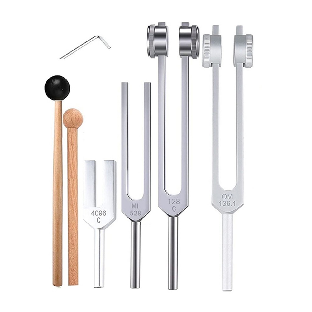 4Pcs Tuning Fork Set(128Hz, , 136.1Hz, MI 528Hz, 4096Hz),for Healing7829