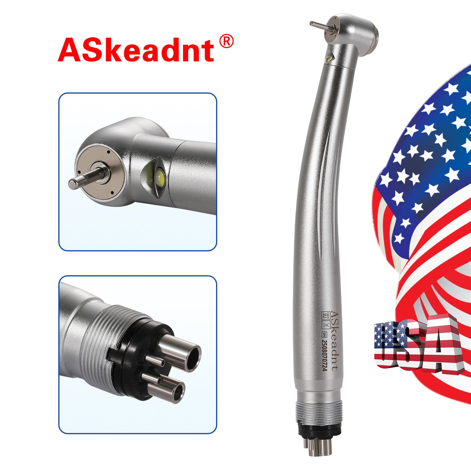Dental LED E-generator Fiber Optic Push Button 4Holes Turbine Handpiece Y