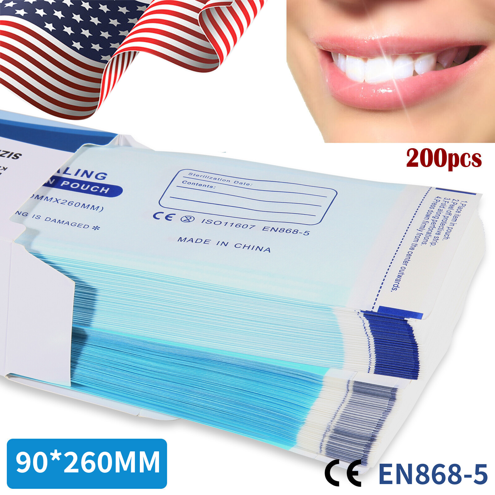 1000 Self-Sealing Sterilization Pouch, 3.5″ x 10″, Paper/Blue Film (5 Boxes)