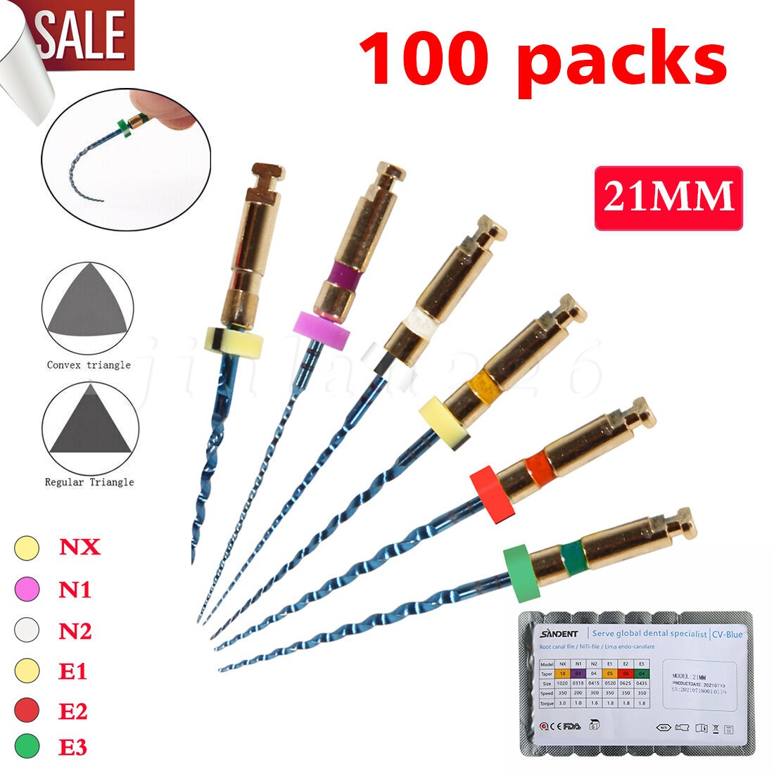 1-100Packs Dental X-Pro Endo Rotary Files Taper NITI Root Canal Files 21MM NEW