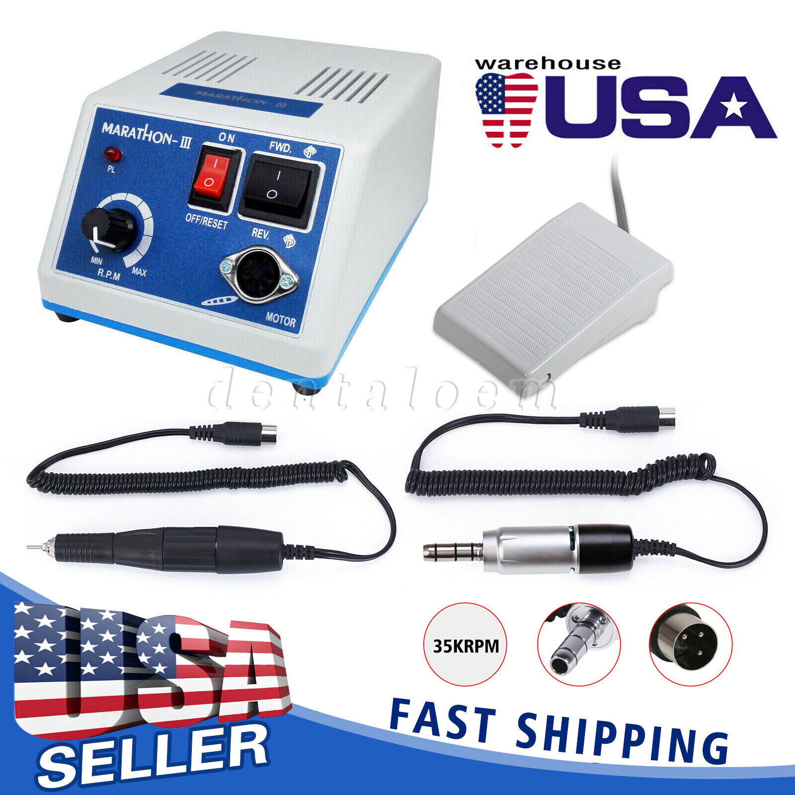 Dental Lab Marathon III Micromotor Polishing N3 Unit/35K RPM Low Speed Handpiece