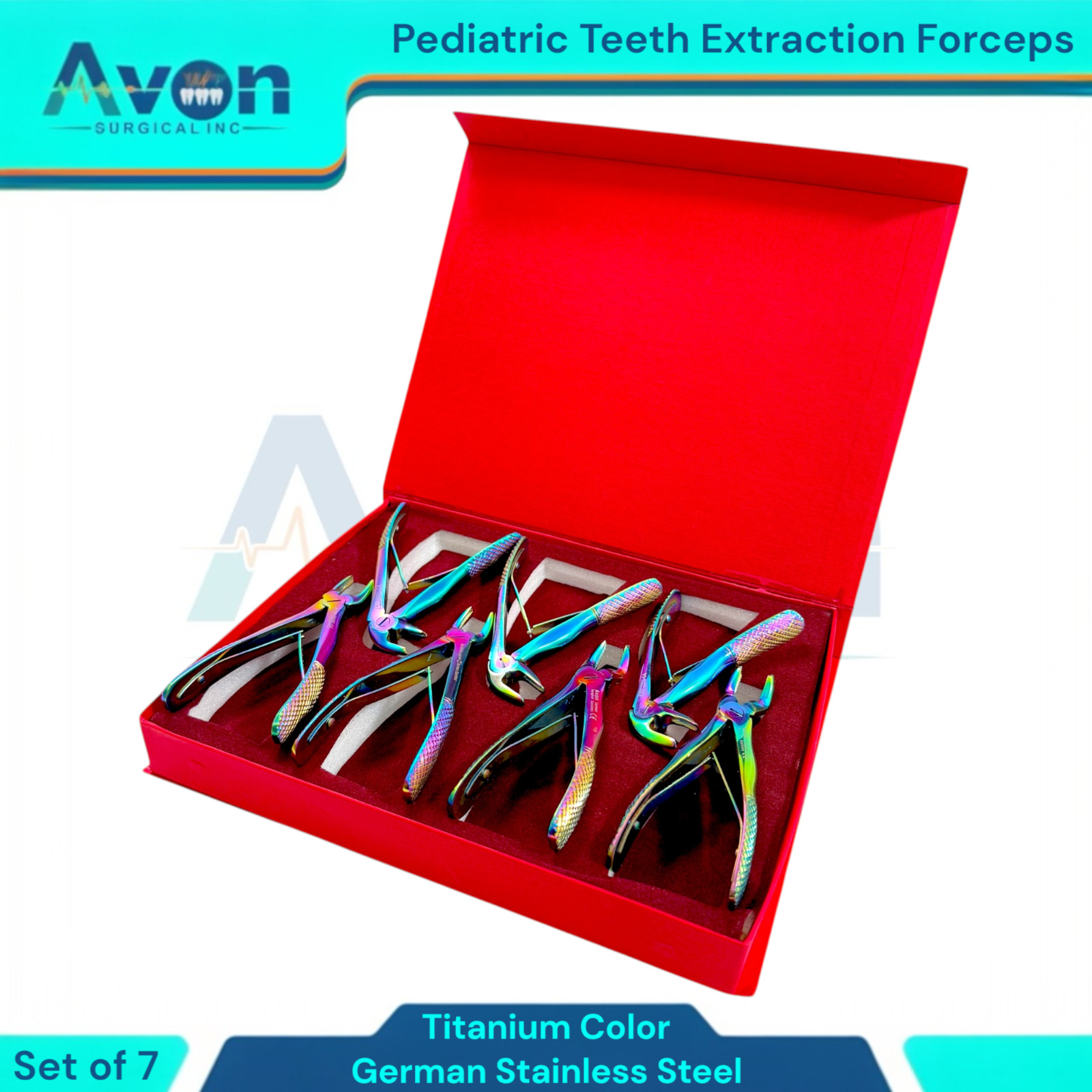 Set of 7 Pedo Forceps Tooth Extracting Kelin Pliers for Children – Rainbow