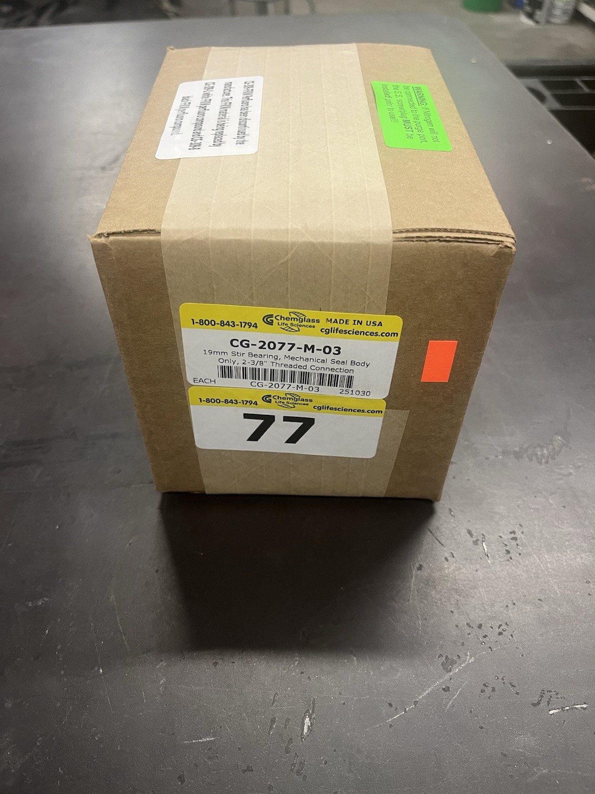 New Chemglass CG-2077-M-03 19mm Mechanical Seal Stir Bearing