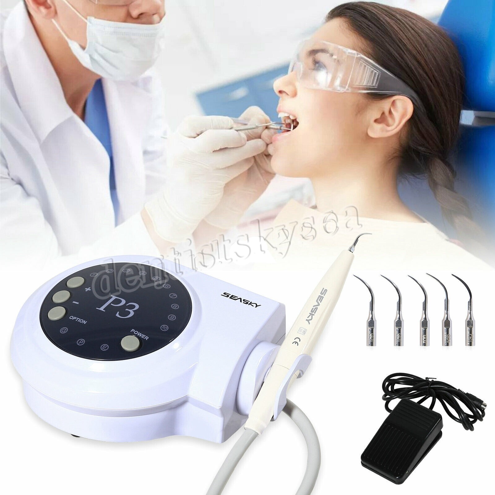 Portable Dental Ultrasonic Piezo Scaler w/ Handpiece Tips fit DTE Satelec EIS